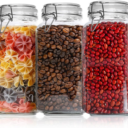 Set 3 Borcane Sticla 2.3L Elindor®, Capace Groase , Depozitare Etansa pentru Alimente, Transparent