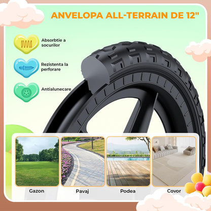 Bicicleta Fara Pedale Elindor®, Scaun Reglabil si Confortabil, Usoara, Alb