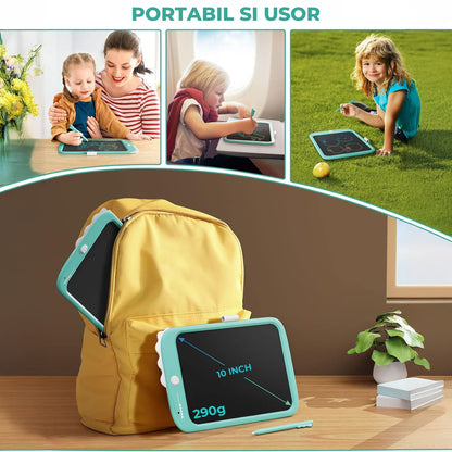 Tableta LCD Desen Elindor® 10 Inch, Jucarie Educativa Pentru Copii, Portabila, Albastru