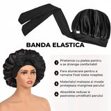 Bonetă din Satin Elindor® cu Bandă Reglabilă pentru Noapte, Negru