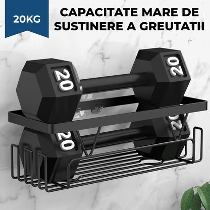 Set 3 Rafturi Elindor® pentru Duș, din Oțel Inoxidabil, Adeziv Puternic, Negru