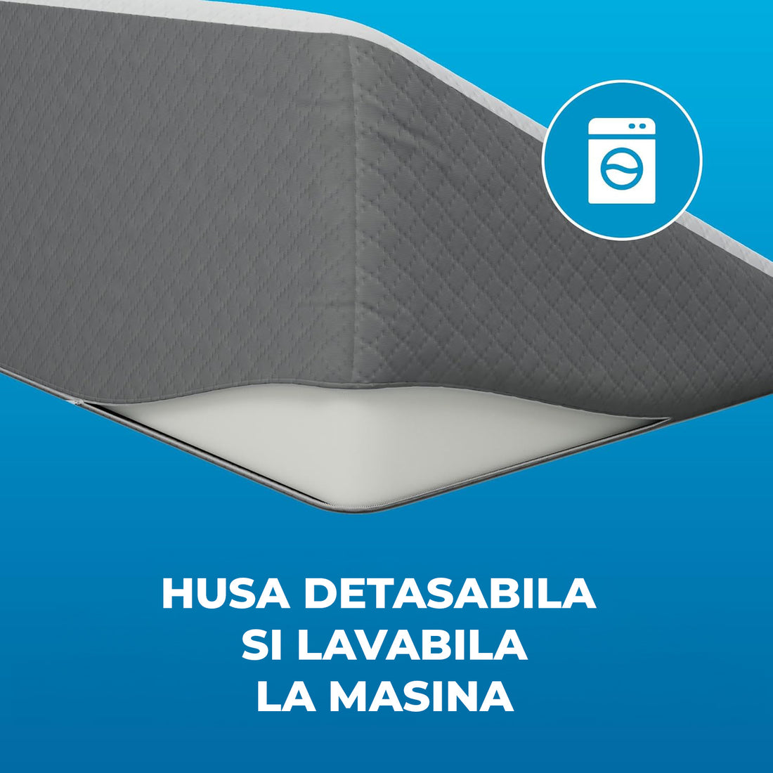 Perna Ortopedica Triunghiulara Elindor® pentru Pat, Perna din Spuma cu Memorie, Suport Spate, Cap, Post-Operator, Anti-Reflux, Antisforait, Antirid, Husa Detasabila cu Fermoar, 61 x 61 x 19 cm, Alb / Gri