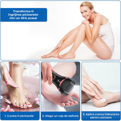 Pila Electrica Elindor® pentru Talpi si Calcaie, cu 3 Role de Slefuire, Display Digital, Rezistenta la Apa, Incarcare USB, 2 Viteze, Negru