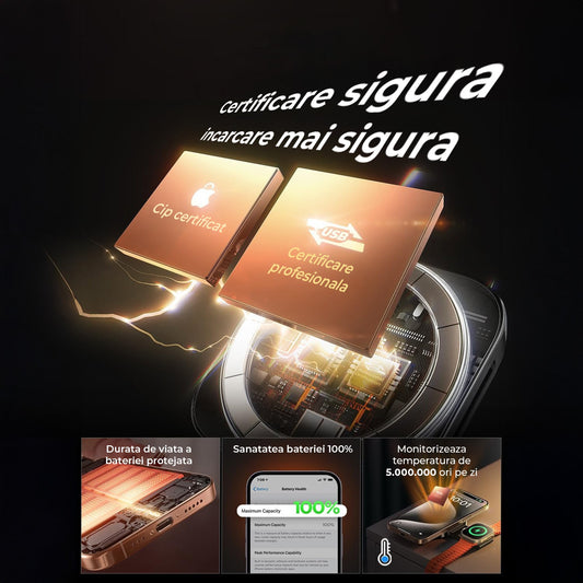 Incarcator Wireless MagSafe Elindor®, Design Elegant, Cablu 1.5m, Compatibil Dispozitive Apple, Negru