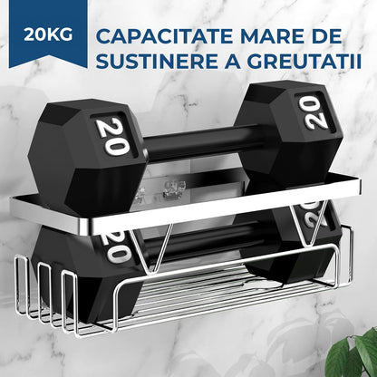 Set 3 Rafturi Elindor® pentru Duș, din Oțel Inoxidabil, Adeziv Puternic, Gri