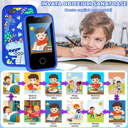 Telefon de jucărie Elindor®, pentru copii, cu funcții educative, albastru