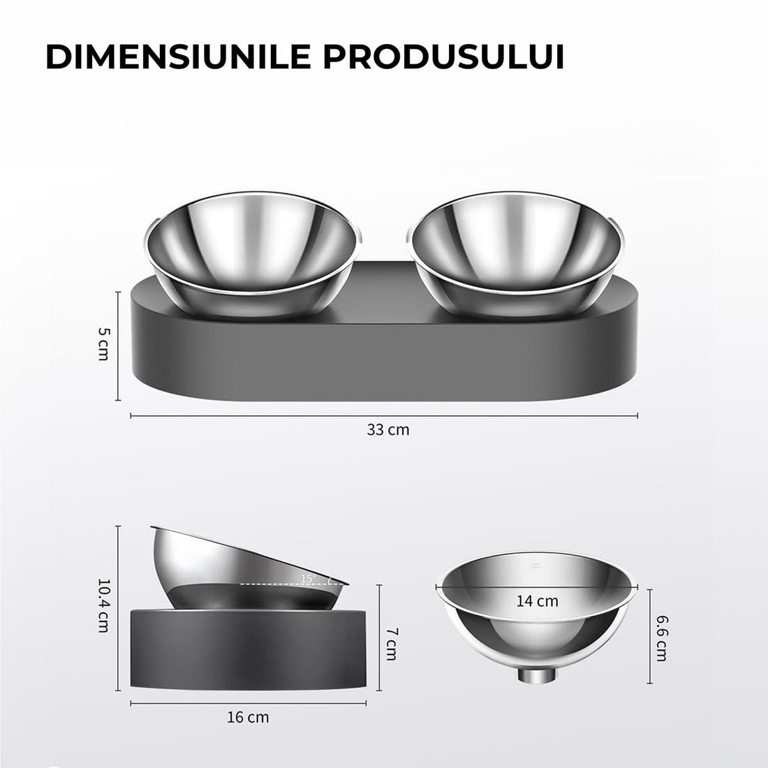 Set Boluri Înalte Elindor® din Oțel Inoxidabil, Antiderapante, pentru Câini și Pisici