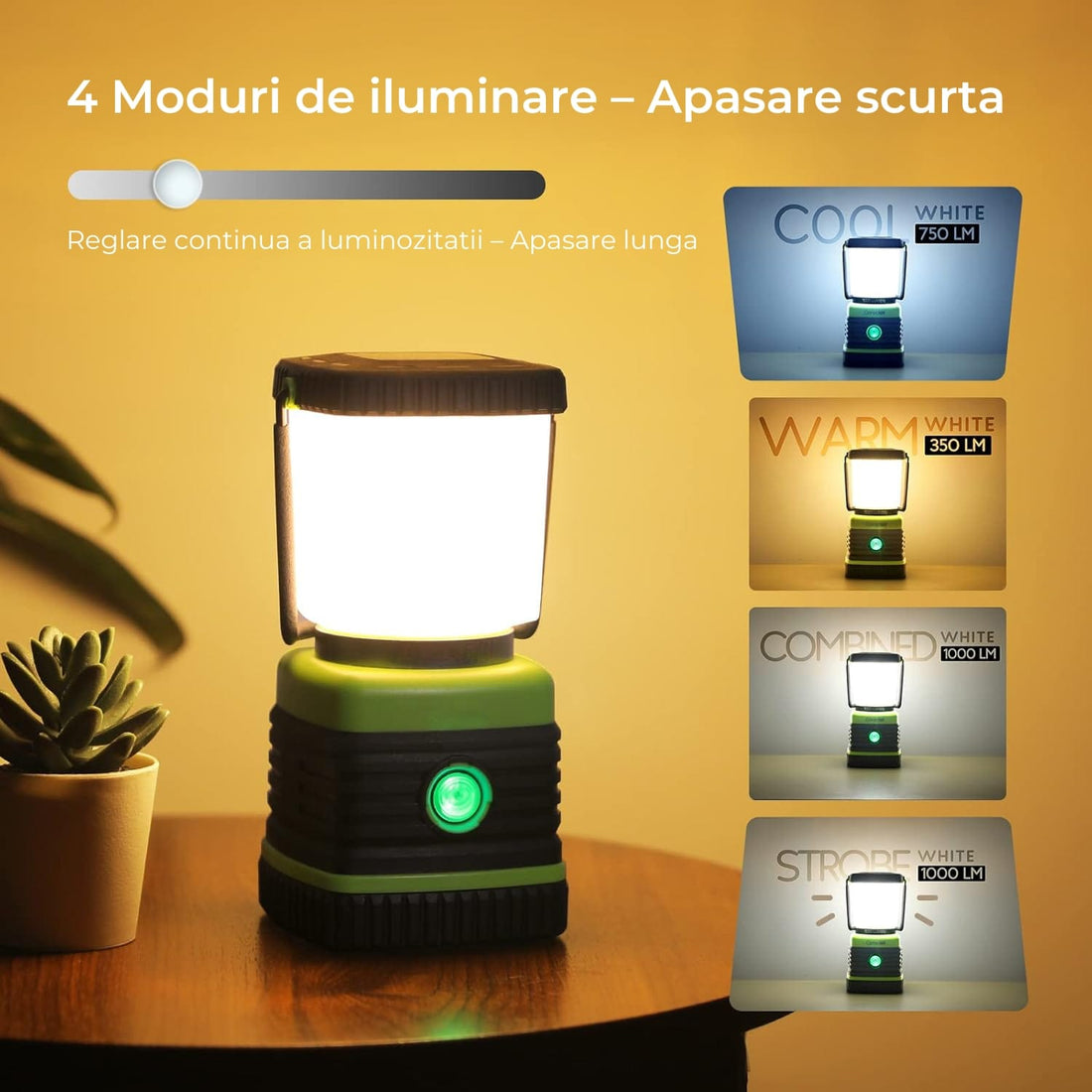 Lanternă LED Elindor® 1000LM, 4 Moduri de Lumină, Rezistentă la Apă IPX4, cu Baterii