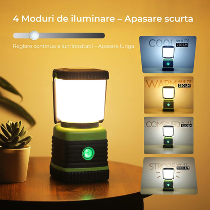 Lanternă LED Elindor® 1000LM, 4 Moduri de Lumină, Rezistentă la Apă IPX4, cu Baterii