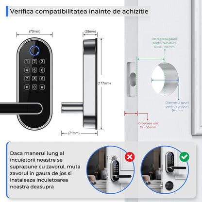 Yala Inteligentă Elindor® cu Amprentă și Cod de Acces, Fără Cheie