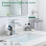 Baterie Cascadă Elindor® pentru Chiuveta Baie, Finisaj Cromat, Mâner Unic, Placă pentru 1 sau 3 Găuri