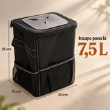 Cos Gunoi Auto Elindor®, Organizator Auto Impermeabil cu Capac si Buzunare Depozitare, Cos Pliabil pentru Masina cu Curea Reglabila, Material Textil Oxford Rezistent, 20 × 15 × 25 cm, Negru