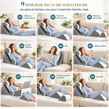 Set 6 Perne Ortopedice Elindor® Wedge pentru Pat, Perna Spuma cu Memorie, Hipoalergenica, Suport Spate, Picioare, Genunchi, Post-Operator, Anti-Reflux, Antisforait, Antirid, Pliabile, Huse Bumbac Aspect Catifea, Reglabile 60 cm, Alb/Gri