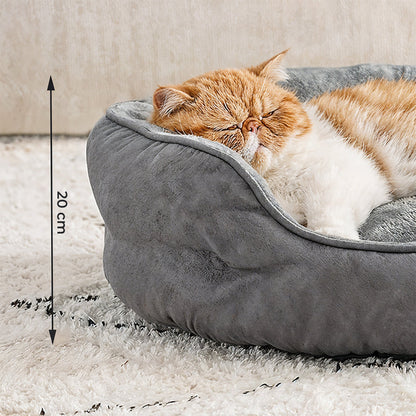 Pat Confortabil pentru Caini si Pisici Elindor® Rotund, Culcus Moale Antiderapant, Potrivit pentru Caine si Pisica de Talie Mica si Medie, Ideal in Orice Anotimp, in Casa, Marimea M, 65x55x20 cm, Gri