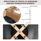 Set 4 Scaune Bucatarie Negre Elindor® din Piele Ecologica, Picioare din Lemn, Scaun Confortabil, Perna Sezut, Elegant, pentru Bucatarie, Dormitor, Living, 50 x 45 x 81 cm