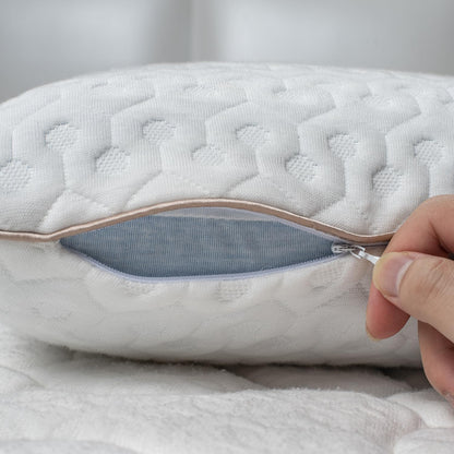 Perna Ortopedica Elindor® Memory Foam Pillow pentru Gat, Suport Cervical Ergonomic, Spuma cu Memorie Anatomica, Hipoalergenica, cu Gel, Husa Detasabila Respirabila, Ajuta la Spondiloza Cervicala, Ideal pentru Dormit, 60x40x14 cm, Alb