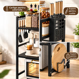 Raft Extensibil Elindor® pe 2 Niveluri, din Otel Carbon, pentru Bucatarie, Organizator Metalic Reglabil, Ideal ca Etajera Depozitare in Camara, Perfect pentru Condimente, Polita Vesela, Farfurii, 40-64 x 36 x 79 cm, Negru