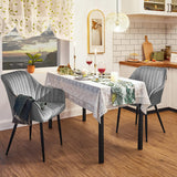 Set 2 Scaune Elindor® Ergonomice, Design Contemporan, Scaun cu Spatar si cu Manere, din Catifea cu Picioare Metalice Negre, Potrivite pentru Living, Bucatarie, Birou, Dormitor, 90x60x45 cm, Gri