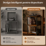 Raft Elindor® pe 3 Niveluri, pentru Depozitare Viniluri, Organizare Birou, Bar, Dulap Cadru Metalic, Organizator ca Etajera in Camara sau Birou, Perfect pentru Carti, Proiector, Pick-up, Stabil si Compact, Polita pentru Obiecte, 48 x 35 x 73 cm, Maro