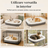 Pat Confortabil pentru Caini si Pisici Elindor® Tip Cuib pentru Relaxare, Dreptunghiular, Culcus Moale Antiderapant, Potrivit pentru Caine si Pisica de Talie Mica si Medie, Ideal in Orice Anotimp, in Casa, 61 x 51 cm, Gri