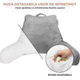 Perna Ortopedica de Citit Elindor® pentru Pat, Perna din Spuma Memorie, Suport Spate, Cap, Brate, Post-Operator, Anti-Reflux, Antisforait, Antirid, 65 × 46 × 28 cm, Gri