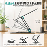 Suport Laptop si Tableta Elindor®, Masa Ergonomica Reglabila si Portabila, Stand Universal cu Baza Rotativa 360°, Antiderapanta, Compatibil 10–15.5 Inch, Ideal pentru Birou, Acasa si Calatorii, Negru