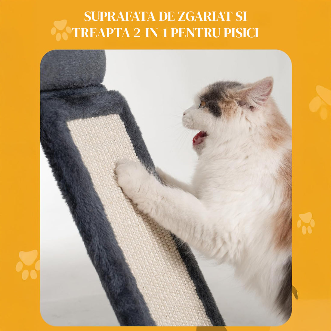 Ansamblu de Joaca Elindor® pentru Pisici, Post pentru Zgariat din Sisal, Stalp pentru Ascutit Gheare, Baza Solida, Pat Moale pentru Dormit, Accesorii Animale de Companie, Montare Usoare, Gri