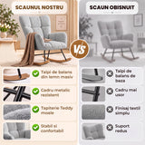Fotoliu Balansoar Elindor® cu Spatar, Ergonomic, Cadru Solid din Otel, Ideal pentru Living, Dormitor, Camera Copilului, 68 x 88 x 93 cm, Gri Albastrui Deschis