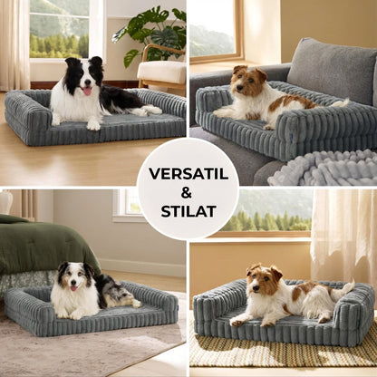 Pat Confortabil pentru Caini si Pisici Elindor® Dreptunghiular, Culcus Moale Antiderapant, Potrivit pentru Caine si Pisica de Talie Medie, Ideal in Orice Anotimp, in Casa, 89 x 64 x 18 cm, Gri