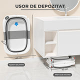 Cadita Pliabila Bebe Elindor® cu Senzor de Temperatura, cu Perna Moale Detasabila, Orificiu Scurgere, pentru Nou-Nascuti si Copii 0–36 Luni, Design Portabil, Ideal pentru Acasa sau Calatorii 60.5 × 43 × 20.5 cm, Gri
