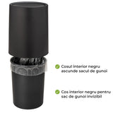 Cos de Gunoi Cosmetic Elindor® cu Capac Tip Swing si Recipient Interior, Capacitate 6L, Galeata Detasabila, Multifunctional, Ideal in Bucatarie, Baie, Birou, Camara, Living, Dormitor, Potrivit pentru Colectare Selectiva, 25.5 × 21 cm, Negru