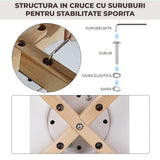 Set 4 Scaune Bucatarie Albe Elindor® din Piele Ecologica, Picioare din Lemn, Scaun Confortabil, Perna Sezut, Elegant, pentru Bucatarie, Dormitor, Living, 50 x 45 x 81 cm