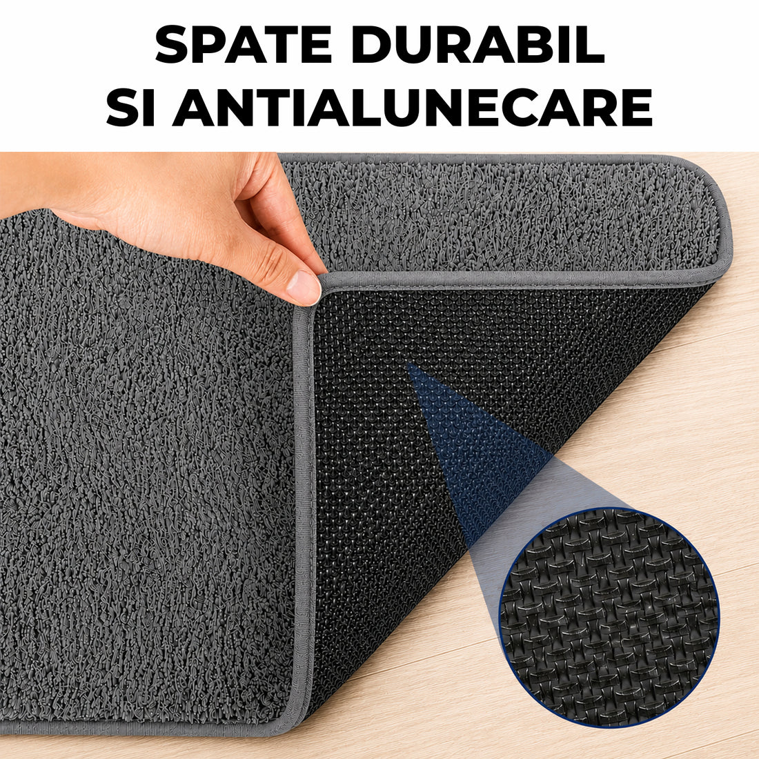 Covoras Antiderapant Elindor® pentru Intrare Casa, Lavabil la Masina, Super Absorbant, Moale, Durabil, Talpa Cauciucata Anti-Alunecare, Usor de Curatat, Pentru Interior si Exterior, 60 x 40 cm, Gri