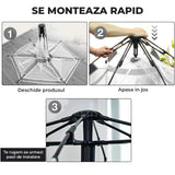 Tarc de Joaca pentru Bebelusi si Copii Elindor® Tip Cort, Spatiul Sigur de Joaca, Plasa de Protectie UV, Include Usa cu Fermoar, Materiale Eco-Friendly și Non-Toxice, Varsta 1-3 ani, 150 x 122 cm, Gri