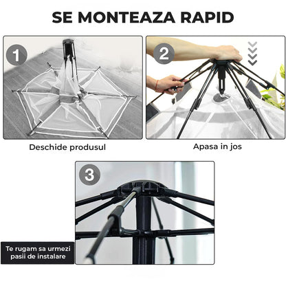 Tarc de Joaca pentru Bebelusi si Copii Elindor® Tip Cort, Spatiul Sigur de Joaca, Plasa de Protectie UV, Include Usa cu Fermoar, Materiale Eco-Friendly și Non-Toxice, Varsta 1-3 ani, 150 x 122 cm, Gri
