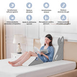 Perna Ortopedica Triunghiulara Elindor® pentru Pat, Perna din Spuma cu Memorie, Set 4 Piese, Suport Spate, Cap, Post-Operator, Anti-Reflux, Antisforait, Antirid, Husa Detasabila cu Fermoar, Reglabil cu Velcro, 57 x 57 cm, Alb / Gri