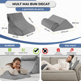 Set 4 Perne Ortopedice Elindor® pentru Pat, Perna Spuma cu Memorie, Hipoalergenica, Suport Spate, Picioare, Genunchi, Post-Operator, Anti-Reflux, Antisforait, Antirid, Pliabile, Hipoalergenic, Reglabile, Gri