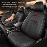 Set 5 Huse Scaune de Masina Elindor®, Huse Auto Piele, Impermeabile, Universale, Protectie Scaun Fata si Spate, Montaj Rapid, Accesorii Masina Interior, Negru