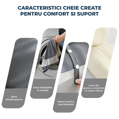 Perna Ergonomica Elindor®, Perna Wedge pentru Circulatie si Recuperare, Suport pentru Genunchi, Picioare si Trunchi, cu Spuma cu Memorie, Husa Textila, 55 × 39 × 30 cm, Gri