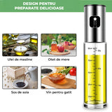 Pulverizator Ulei Elindor®, Oliviera 100ml, Sticla Dozatoare Multifunctionala, Control Precis, pentru Gatit, Friteuza cu Aer, Salate  Material Sticla si PVC, Argintiu