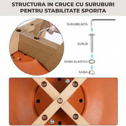 Set 4 Scaune Bucatarie Elindor® din Piele Ecologica, Picioare din Lemn, Scaun Confortabil, Perna Sezut, Elegant, pentru Bucatarie, Dormitor, Living, 50 x 45 x 81 cm, Portocaliu