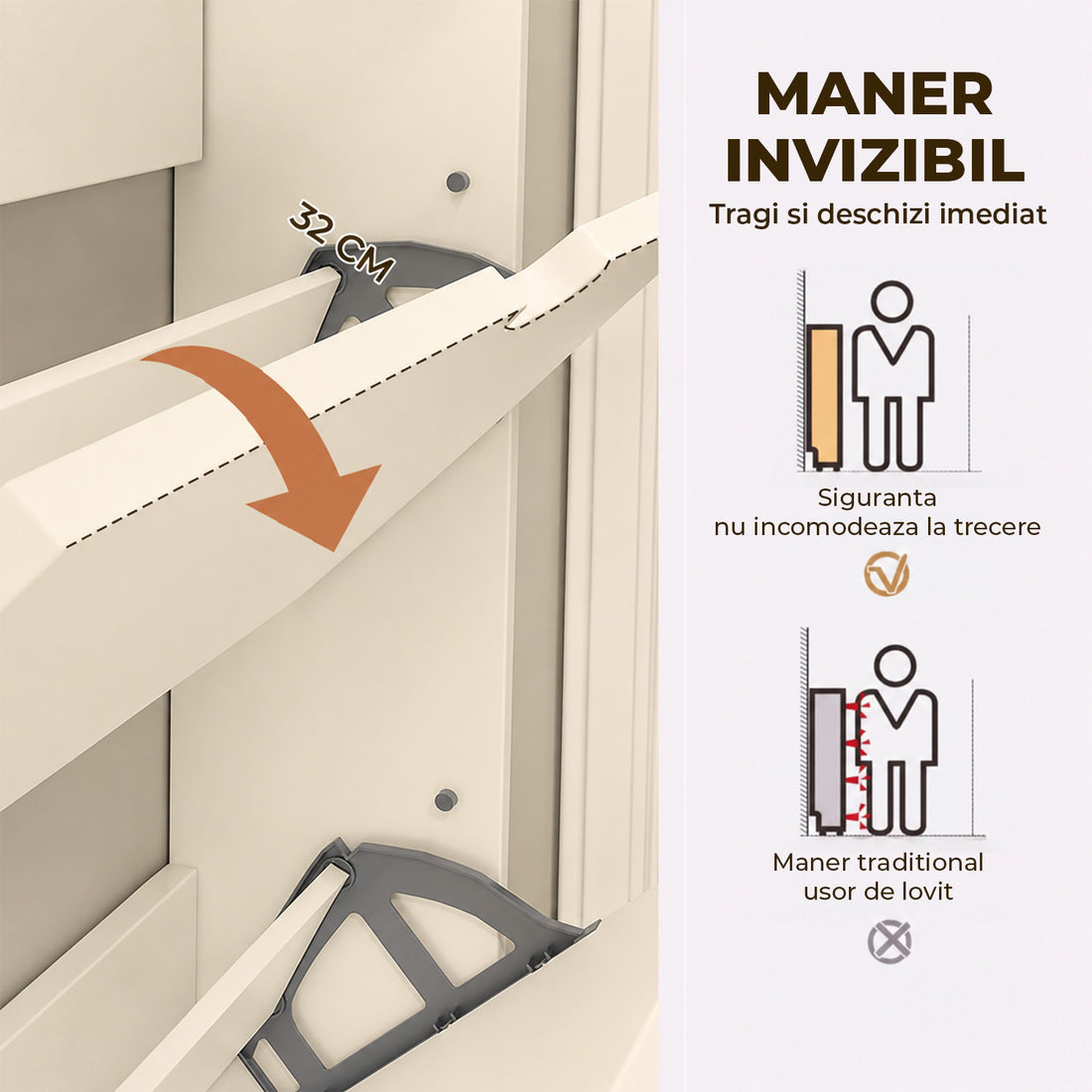 Organizator pentru Pantofi Elindor® Pantofar tip Dulap cu 3 Nivele Mari, Fara Gauri, Suport pentru Papuci, Dulap Hol, Living, Dormitor, Economisire Spatiu, Depozitare Incaltaminte, 50 x 17 x 120 cm, Bej