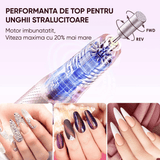 Freză unghii profesională wireless, 18.000 RPM, 12 capete, 36 benzi de șlefuire, roz