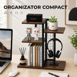 Raft Elindor® pe 3 Nivele, Rafturi Suprapus pentru Bucatarie, Organizator Ideal ca Etajera Depozitare in Camara sau Birou, Perfect pentru Condimente, Vesela, Farfurii, Stabil si Compact, Polita pentru Obiecte, 40 × 19.2 × 40 cm, Maro Rustic
