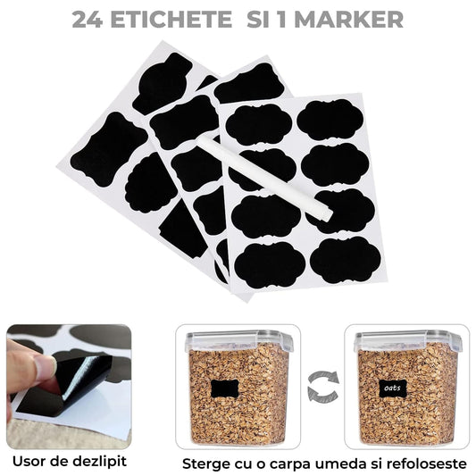 Set 24 Recipiente Etanșe pentru Alimente Elindor®, Transparent