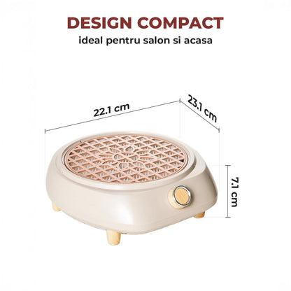Aspirator Praf Unghii Elindor®, Colector Profesional Manichiura si Pedichiura, 110W, Aparat cu Ventilator Puternic si Filtru Lavabil, Viteza Reglabila, Design Compact si Portabil, 23x22x7 cm, Ideal pentru Salon sau Acasa, Roz
