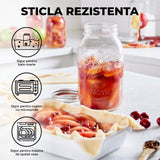 Set 2 Borcane Sticla Elindor®, Capace Metalice Etanse, 950 ml, Transparent