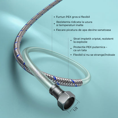 Baterie Chiuveta Neagra Elindor® Inalta, Tip Cascada, Robinet de Apa Modern, Monocomanda pentru Bucatarie si Baie, Otel Inoxidabil, Montare pe Blat, Jet Larg, Incastrata, Multifunctionala Design Elegant pentru Lavoar sau Vas, 14 cm