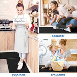 Set 2 Covoare Elindor® Antiderapant, Lavabil, Modern, Rezistent la Apa, Ideal pentru Bucatarie, Baie, Hol, Covor cu 3 Straturi, cu Strat Antispargere, Curatare Usoara, Grosime 1 cm, 44 x 76.2 cm si 44 x 119.4 cm, Negru