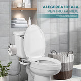 Bideu Retractabil Elindor® pentru Toaleta cu Functie de Auto Curatare, Non Electric, Ultra Slim, Buton Control de Presiune, pentru Igiena Personala, Apa Rece, Kit Accesorii WC, Sistem Bidet pentru Colac si Capac de Toalete, Set pentru Baie, Negru